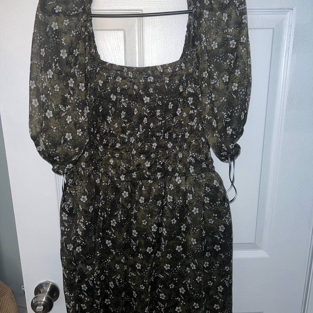 Old Navy Floral Black and Green Maxi Dress